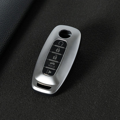 NIA3T1 Black-Metal Gray Plating TPU Car Key Cover Soft Key Shell Fob Holder Suitable for Nissan Sylphy Bluebird Teana X-Trail Murano GTR