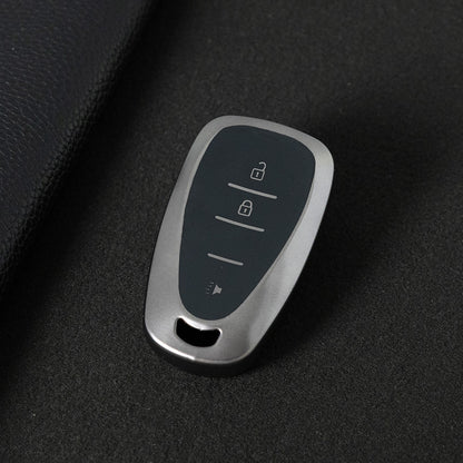 CEA1T1 Black-Metal Gray Plating New Soft TPU Car Key Case Cover for Chevrolet Chevy Malibu Camaro Cruze Traverse Sonic Volt Bolt Equinox