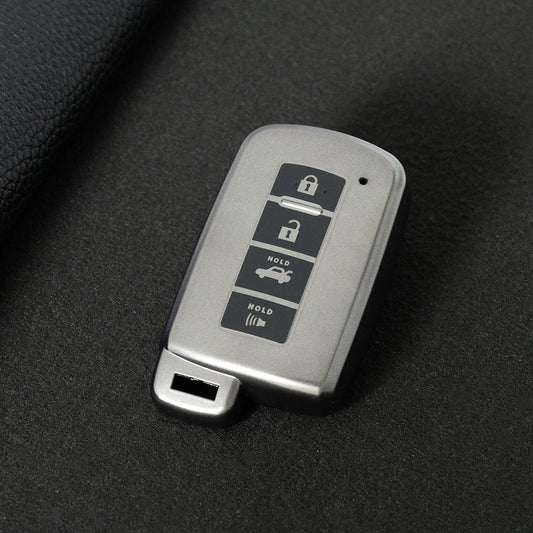 TOD6T1 Black-Metal Gray Plating Car Key Cover For Toyota Camry TPU Car Key Case Cover Bag Shell Fob Protector 4 Button TPU Car Remote Key Fob Cover Case