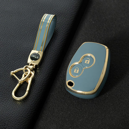 RED2T1 Granny Grey-Gold Plating Car Key Cover New TPU Soft Fob Key Cover for 2 Buttons /3 Buttons Key Case Shell Cover for Renault Clio Kangoo Twingo Modus Languna