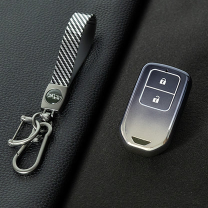 HOA2T1 Gradient Gray Car Key Cover 2/3/4/5-Button Full-Coverage TPU Key Cover for Honda CR-V/Accord/Civic/Fit/Jade/Odyssey - Anti-Scratch Protective Case