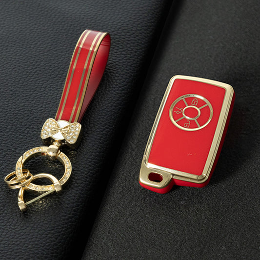 TOO1T1 Red-Gold Plating TPU Car Key Case Cover for Toyota Reizhi RAV4 Overlord Previa Latest Designs Car Supplies