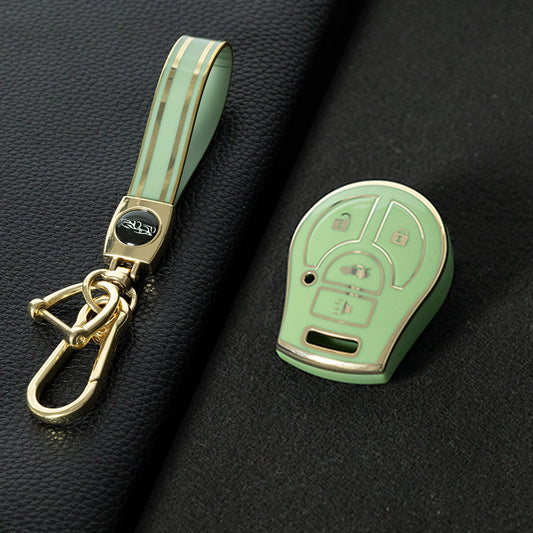 NIE4T1 Green-Gold Plating TPU Car Key Cover for Nissan Sylphy MARCH TIIDA X-TRAIL Qashqai KICKS SUNNY