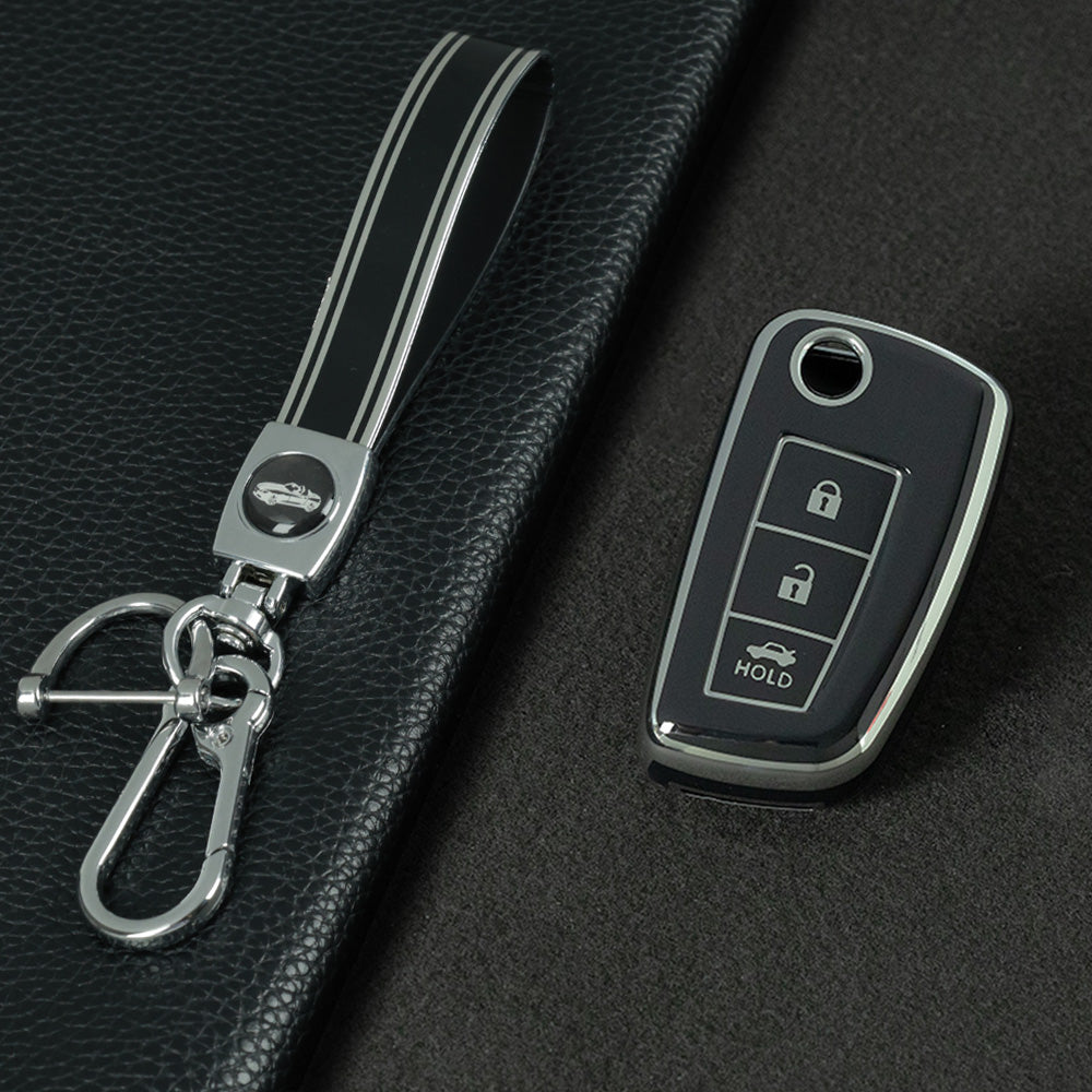 NIC1T1 Black-Silver Plating Car Key Cover Soft TPU Car Remote Key Case Cover Shell for Nissan X-Trail Qashqai J11 Juke Murano Micra Tiida Maxima Altima Kicks Accessories