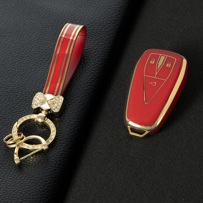 CHC1T1 Red-Gold Plating Car Key Cover For TPU Car Key Cover Shell Remote Key Protection Case Car Interior Accessories  Changan CS35 CS55 CS75 PLUS 2019