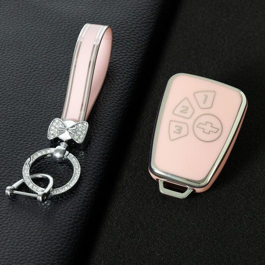 CEY1T1 Pink-Silver Plating TPU Car Key Case Cover for Chevrolet Cruze 4 Buttons Hot Selling Auto Llave Accessories