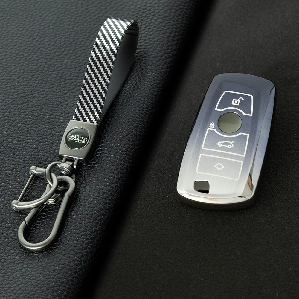 BMC1T1 Gradient Gray Car Key Cover BMW Car Key Case Cover TPU Flip Remote Accessory for 1 2 3 4 5 6 7 X3 X4 X5 X6 F36 F25 F26 F30 F34 F10 F07 F20 Z10 G30