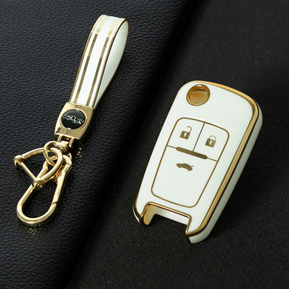 CED1T1 White-Gold Plating Car Key Cover 3 Button Soft TPU Car Key Case For Buick/Opel For Chevrolet Cruze Epica Lova Camaro Impala Aveo Malibu Sail Orlando