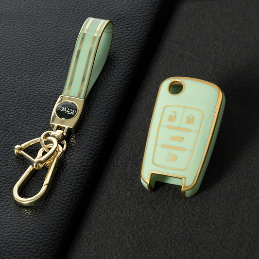 CED2T1 Green-Gold Plating Hot Sale TPU Car Key Case for Chevrolet Cruze AVEO Excelle BUICK XTG Car Key Shell Cover