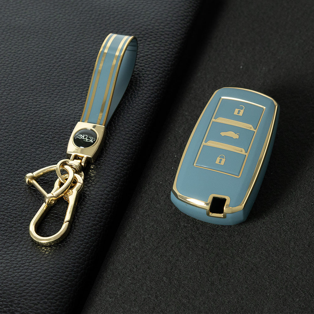 CHA1T1 Granny Grey-Gold Plating Car Key Cover Premium Soft TPU Car Key Case Cover Shell for CHANGAN CS15 CS35 CS55 CS75 RAETON CC EADO LUMIN Key Rings Keychain Bag