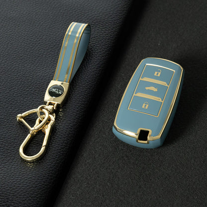 CHA1T1 Granny Grey-Gold Plating Car Key Cover Premium Soft TPU Car Key Case Cover Shell for CHANGAN CS15 CS35 CS55 CS75 RAETON CC EADO LUMIN Key Rings Keychain Bag