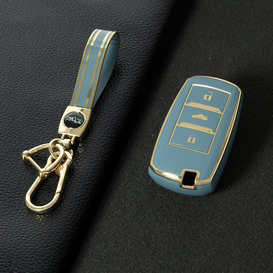 CHA1T1 Granny Grey-Gold Plating Car Key Cover Premium Soft TPU Car Key Case Cover Shell for CHANGAN CS15 CS35 CS55 CS75 RAETON CC EADO LUMIN Key Rings Keychain Bag