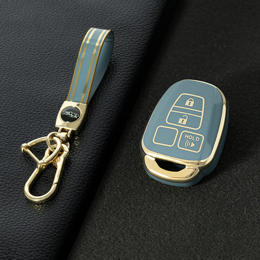 TOP1T1 Granny Grey-Gold Plating TPU Car Key Cover Case for Toyota Corolla Camry Prado Highlander Auto Key case for Toyota 3 Buttons Key