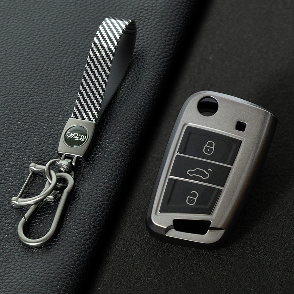 VOA1T1 Black-Metal Gray Plating Car Key Cover For Volkswagen Golf 3 buttons