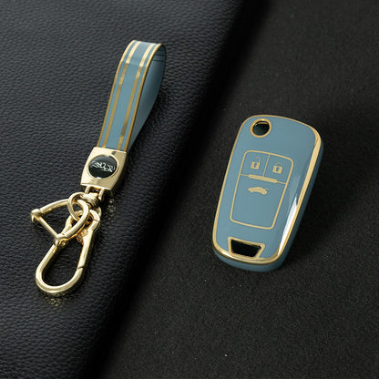 BUE1T1 Granny Grey-Gold Plating Car Key Cover For Hot Sale TPU Car Key Case for Chevrolet Cruze AVEO Excelle BUICK XTG Car Key Shell Cover