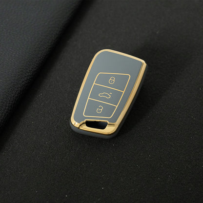 VOD1T1 Space Gray-Gold Plating Car Key Cover For VW Polo Lavda Jetta Beetle Passat B5 B6 B7 Bora Santana Tiguan Car Key Cover