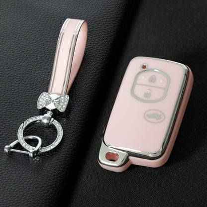 TOG1T1 Pink-Silver Plating Car Key Cover for Old Toyota 3 Buttons Crown Land Cruiser Prado Car Key case