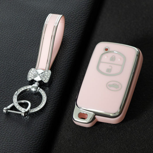 TOG1T1 Pink-Silver Plating Car Key Cover for Old Toyota 3 Buttons Crown Land Cruiser Prado Car Key case