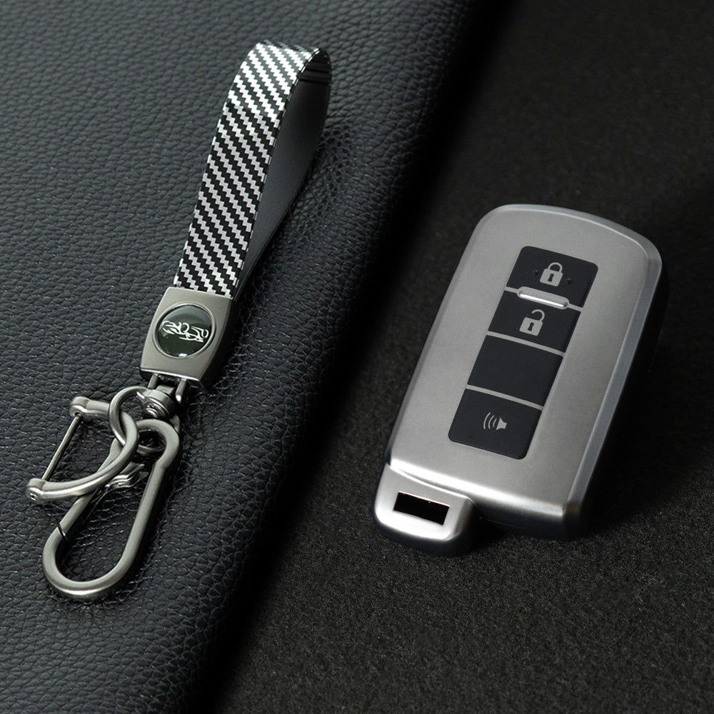 TOD5T1 Black-Metal Gray Plating For Toyota Camry TPU Car Key Case Cover Bag Shell Fob Protector 3 Button