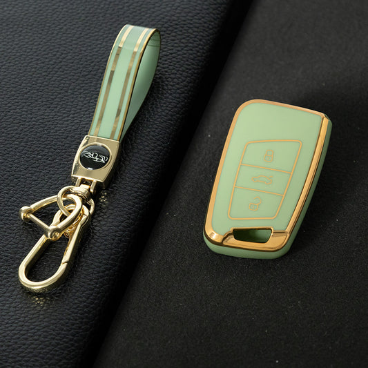 VOD1T1 Green-Gold Plating Car Key Cover For VW Polo Lavda Jetta Beetle Passat B5 B6 B7 Bora Santana Tiguan Car Key Cover