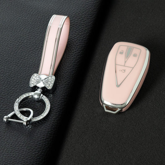CHC1T1 Pink-Silver Plating Car Key Cover For TPU Car Key Cover Shell Remote Key Protection Case Car Interior Accessories  Changan CS35 CS55 CS75 PLUS 2019