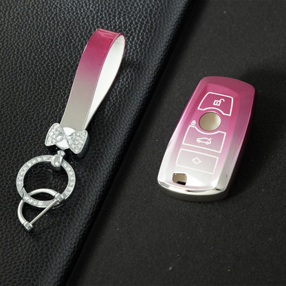 BMC1T1 Gradient Pink Car Key Cover BMW Car Key Case Cover TPU Flip Remote Accessory for 1 2 3 4 5 6 7 X3 X4 X5 X6 F36 F25 F26 F30 F34 F10 F07 F20 Z10 G30