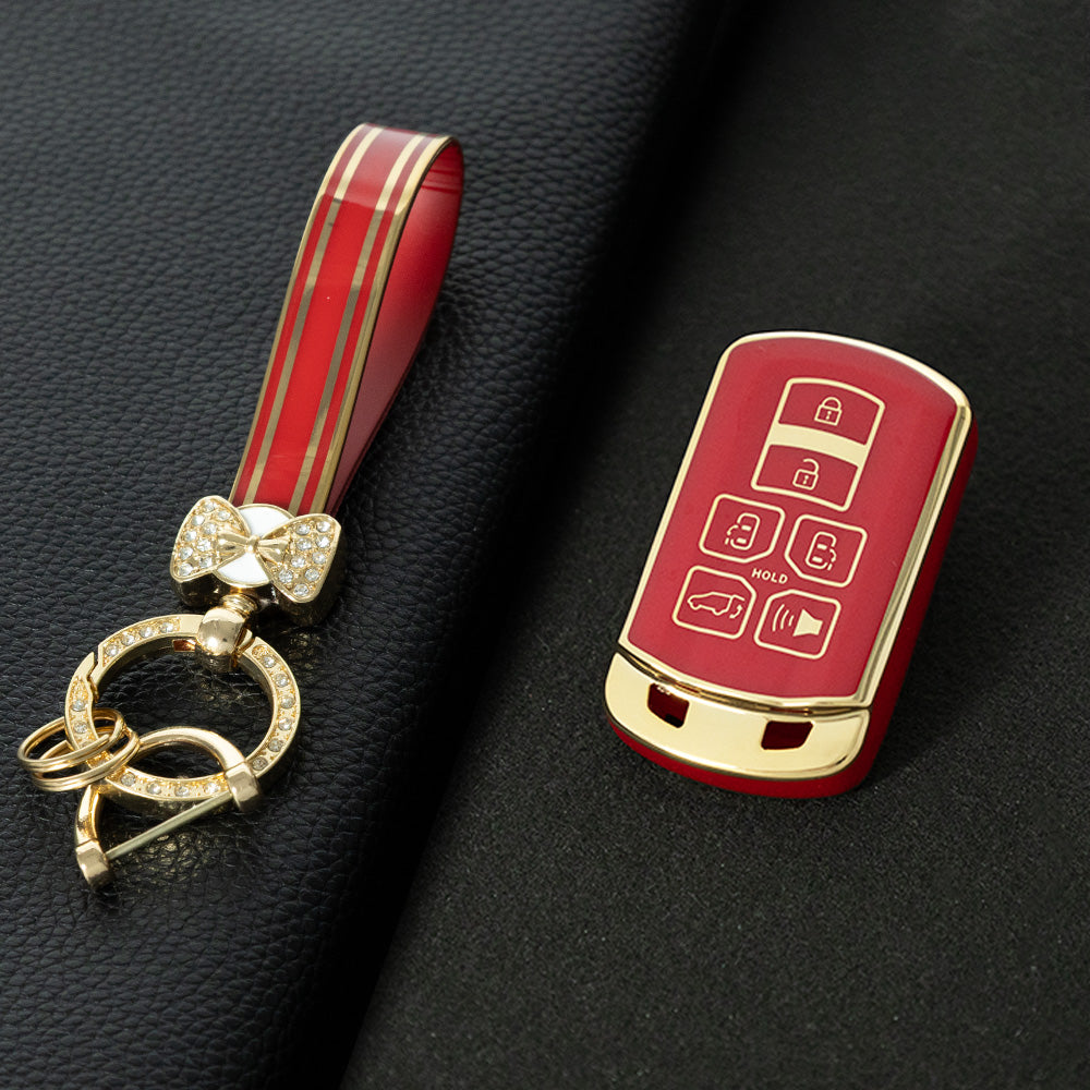 TOL1T1 Red-Gold Plating TPU Car Key Cover Case for Toyota Avalon camry COROLLA RAV4 Grand Highlander