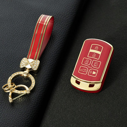 TOL1T1 Red-Gold Plating TPU Car Key Cover Case for Toyota Avalon camry COROLLA RAV4 Grand Highlander