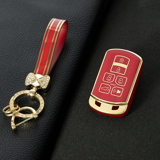 TOL1T1 Red-Gold Plating TPU Car Key Cover Case for Toyota Avalon camry COROLLA RAV4 Grand Highlander
