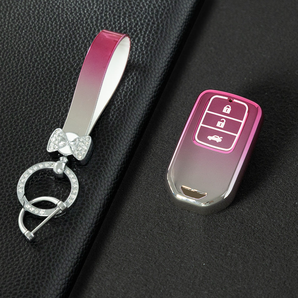 HOA1T1 Gradient Pink Car Key Cover For Honda Car Key Cover New TPU Car Remote Key Case Cover 2/3/4/5 Buttons Car Key Protector Holder