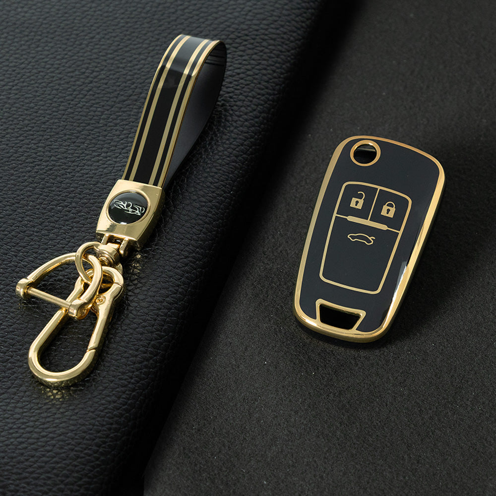 BUE1T1 Black-Gold Plating Car Key Cover For Hot Sale TPU Car Key Case for Chevrolet Cruze AVEO Excelle BUICK XTG Car Key Shell Cover