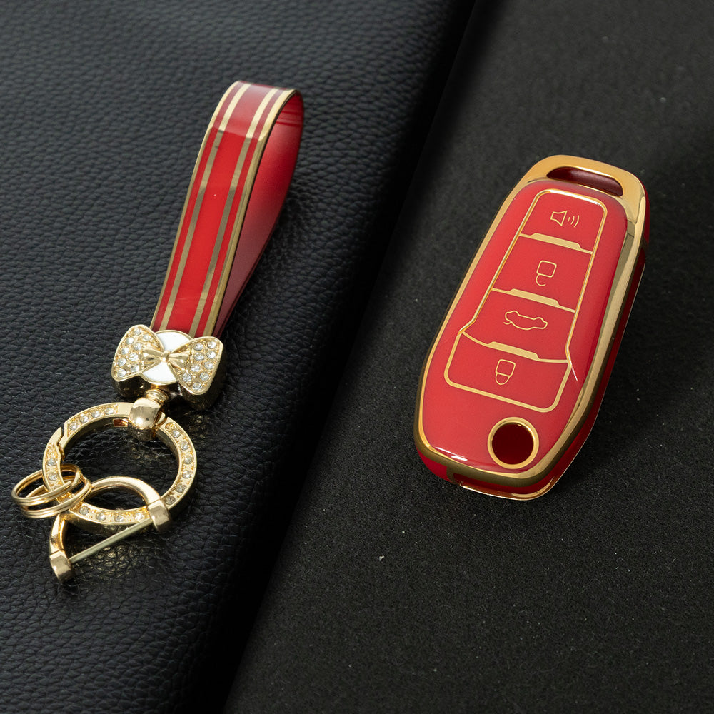 FOA7T1 Red-Gold Plating Car Key Cover for Ford Fusion Fiesta Escort Mondeo Everest Ranger
