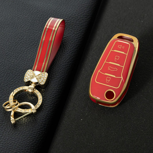 FOA7T1 Red-Gold Plating Car Key Cover for Ford Fusion Fiesta Escort Mondeo Everest Ranger
