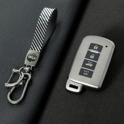 TOD6T1 Black-Metal Gray Plating Car Key Cover For Toyota Camry TPU Car Key Case Cover Bag Shell Fob Protector 4 Button TPU Car Remote Key Fob Cover Case