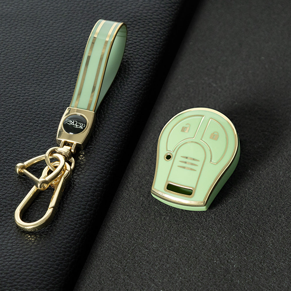 NIE2T1 Green-Gold Plating TPU Car Key Cover for Nissan Sylphy MARCH TIIDA X-TRAIL Qashqai KICKS SUNNY