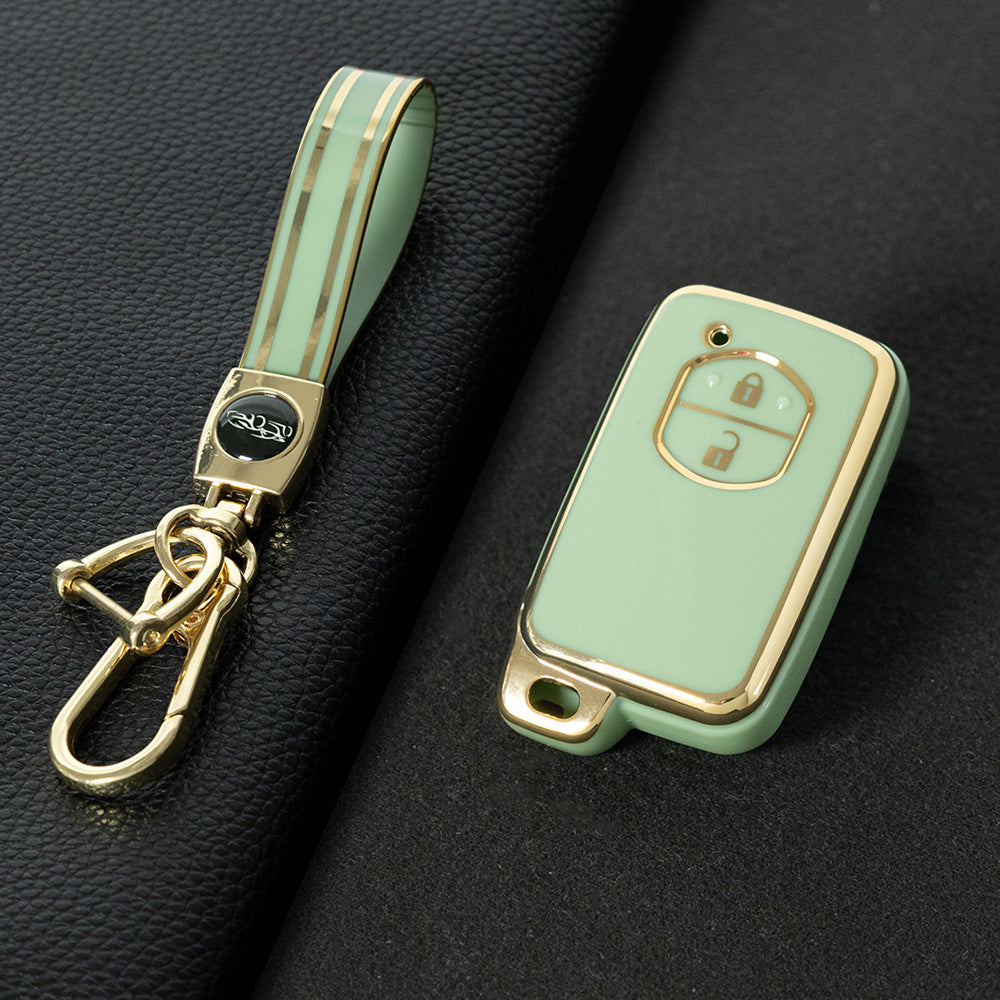 TOG2T1 Green-Gold Plating Car Key Cover Soft TPU Car Key Case Cover for Toyota Camry Highlander Crown Prado Land Cruiser Vitz Prius Corolla Accessories