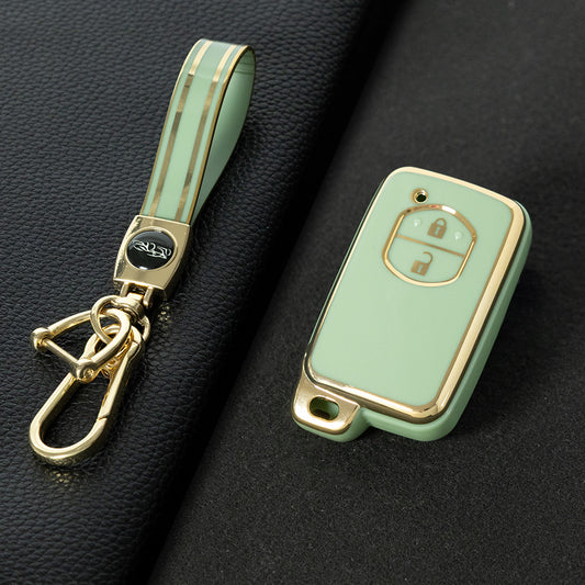 TOG2T1 Green-Gold Plating Car Key Cover Soft TPU Car Key Case Cover for Toyota Camry Highlander Crown Prado Land Cruiser Vitz Prius Corolla Accessories