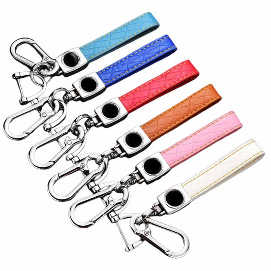 Universal Heavy Duty Woven Handmade Leather Key Chain Car Fob Key Keychains with 360 Degree Rotatable Snap Swivel and Anti-lost