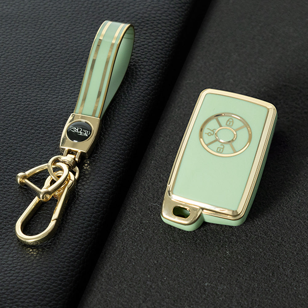 TOF2T1 Green-Gold Plating New Soft TPU Car Key Case Cover Holder for Toyota Prius 06 2006 Car Key Smart Protection Shell Fob Car Accessories