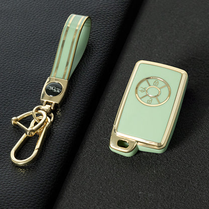 TOF2T1 Green-Gold Plating New Soft TPU Car Key Case Cover Holder for Toyota Prius 06 2006 Car Key Smart Protection Shell Fob Car Accessories