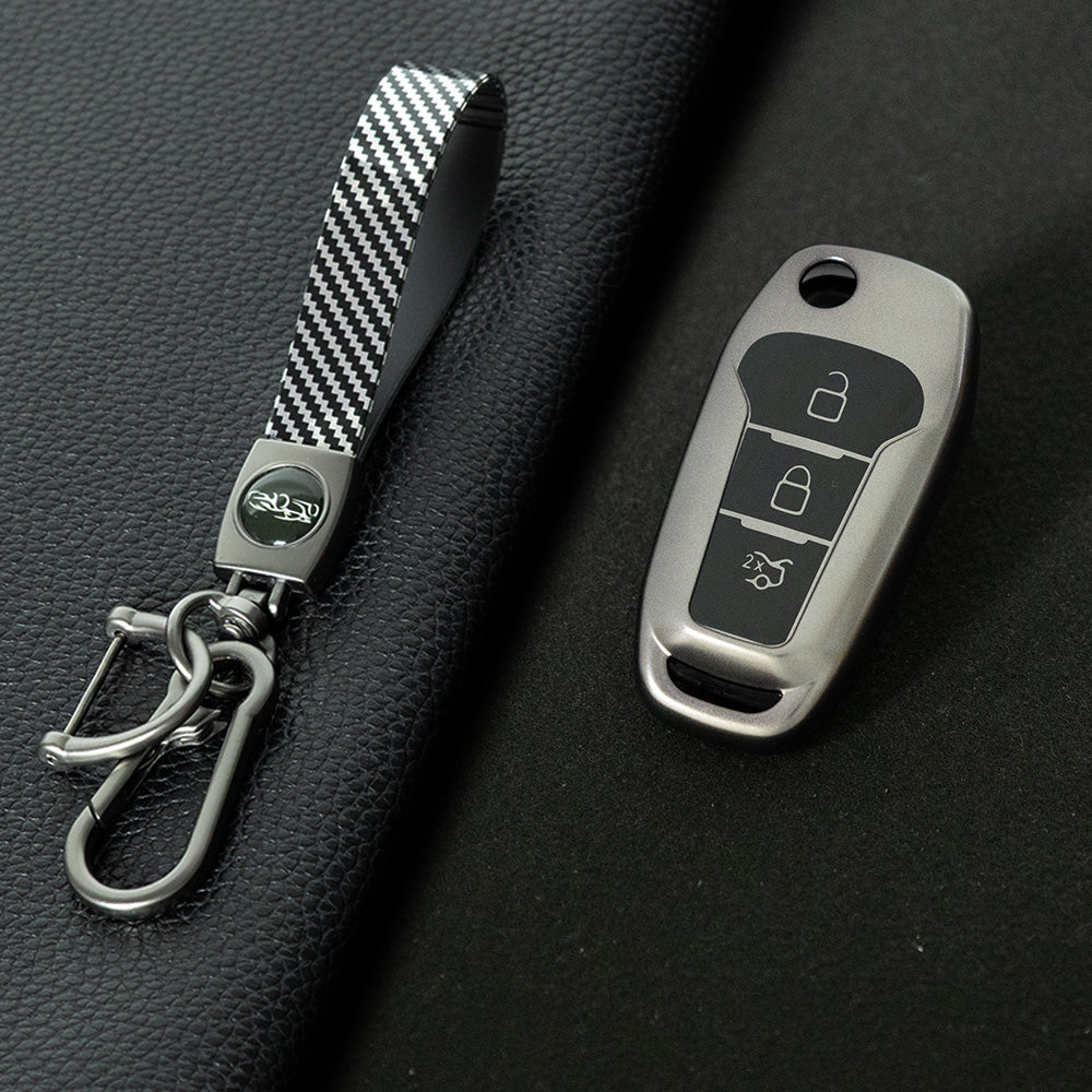 FOA1T1 Black-Metal Gray Plating Car Key Cover Hot Sale TPU Car Key Case for Ford ESCORT Edge Taurus Ecosport Car Key Shell Cover