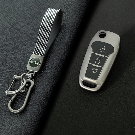 FOA1T1 Black-Metal Gray Plating Car Key Cover Hot Sale TPU Car Key Case for Ford ESCORT Edge Taurus Ecosport Car Key Shell Cover
