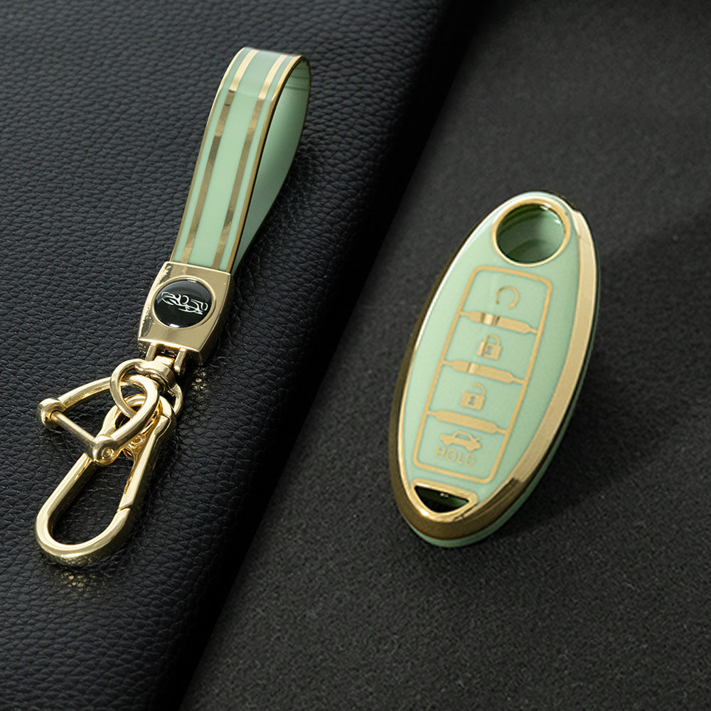 NIB4T1 Green-Gold Plating Car Key Cover for Nissan Note Qashqai Pathfinder Rogue Versa Murano Infiniti Q50 Accessories Car Key
