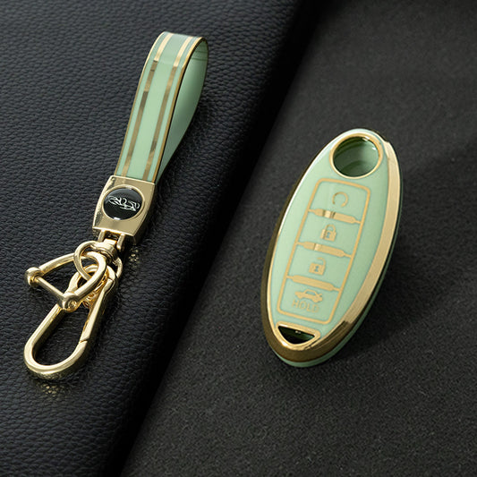 NIB4T1 Green-Gold Plating Car Key Cover for Nissan Note Qashqai Pathfinder Rogue Versa Murano Infiniti Q50 Accessories Car Key