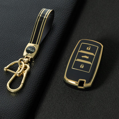CHA1T1 Black-Gold Plating Car Key Cover Premium Soft TPU Car Key Case Cover Shell for CHANGAN CS15 CS35 CS55 CS75 RAETON CC EADO LUMIN Key Rings Keychain Bag