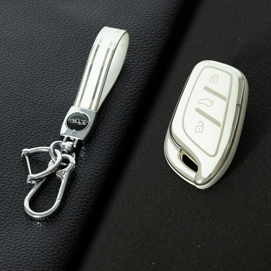 ROB1T1 White-Silver Plating Car Key Cover For Roewe RX5 MG ZS GT GS 350 360 750 W5 Class Accessories Soft TPU Protection Car Case Shell