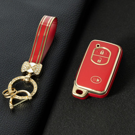 TOG3T1 Red-Gold Plating Soft TPU Car Key Case Cover for Toyota Camry Highlander Crown Prado Land Cruiser Vitz Prius Corolla Accessories