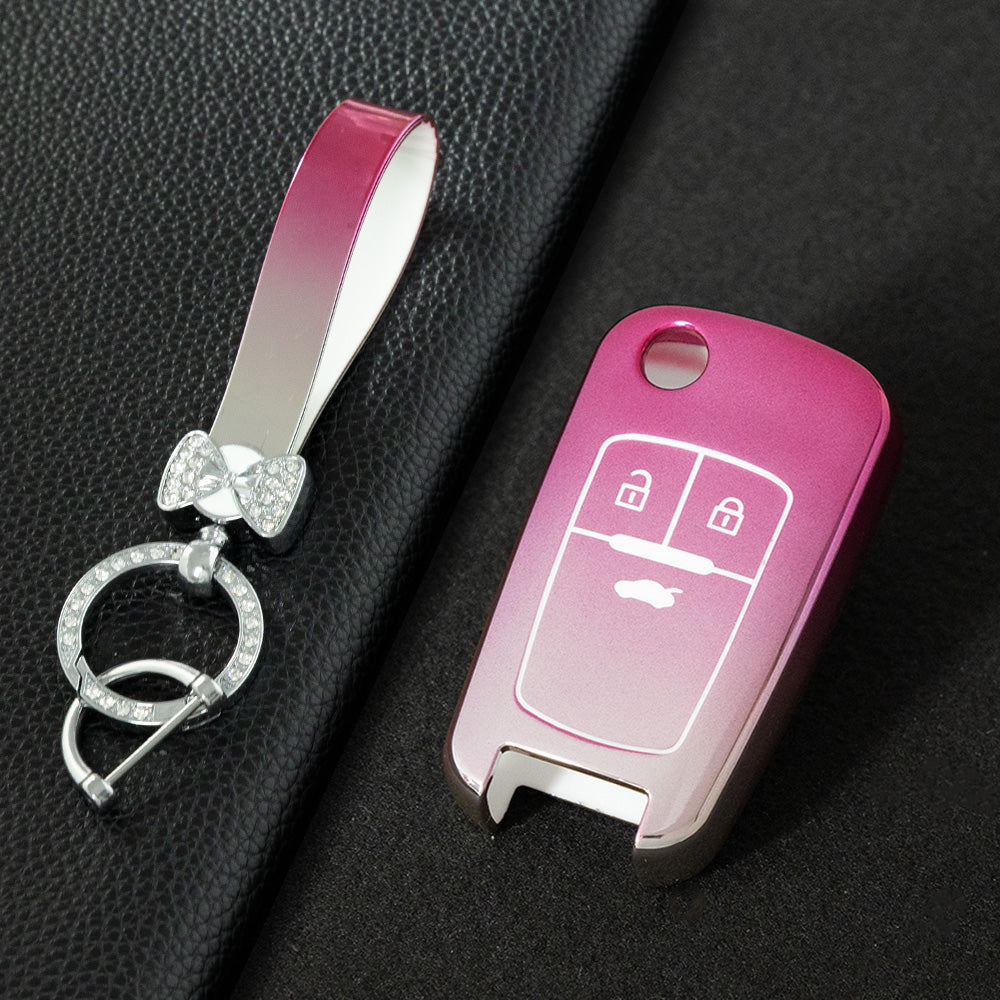 CED1T1 Gradient Pink 3 Button Soft TPU Car Key Case For Buick/Opel For Chevrolet Cruze Epica Lova Camaro Impala Aveo Malibu Sail Orlando