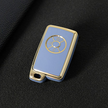 TOO1T1 Light Blue-Gold Plating TPU Car Key Case Cover for Toyota Reizhi RAV4 Overlord Previa Latest Designs Car Supplies