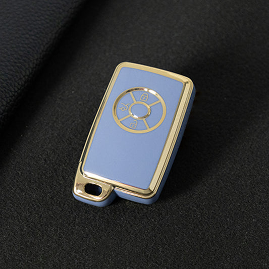 TOO1T1 Light Blue-Gold Plating TPU Car Key Case Cover for Toyota Reizhi RAV4 Overlord Previa Latest Designs Car Supplies